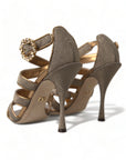 Dolce & Gabbana Bronze Crystal Stiletto Heels Sandals