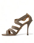 Dolce & Gabbana Bronze Crystal Stiletto Heels Sandals