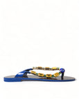 Dolce & Gabbana Elegant Blue Leather Flat Sandals