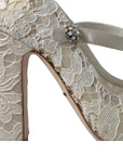 Dolce & Gabbana Chic Lace Block Heels Sandals in Cream White