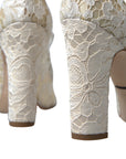 Dolce & Gabbana Chic Lace Block Heels Sandals in Cream White
