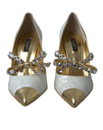 Dolce & Gabbana Elegant White Patent Crystal Bow Heels