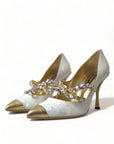 Dolce & Gabbana Elegant White Patent Crystal Bow Heels