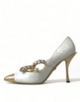 Dolce & Gabbana Elegant White Patent Crystal Bow Heels