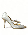 Dolce & Gabbana Elegant White Patent Crystal Bow Heels