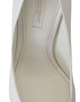 Dolce & Gabbana Crystal-Embellished White Peep Toe Heels