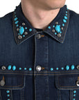 Dolce & Gabbana Embellished Turquoise Denim Jacket