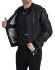 Dolce & Gabbana Elegant Black Leather Bomber Jacket