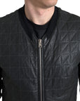 Dolce & Gabbana Elegant Black Leather Bomber Jacket