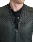 Dolce & Gabbana Emerald Green Goatskin Bomber Jacket