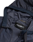 Dolce & Gabbana Elegant Blue Hooded Sweatshirt with Zip Closure
