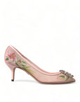 Dolce & Gabbana Elegant Pink Floral Crystal Pumps