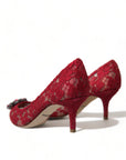 Dolce & Gabbana Radiant Red Lace Heels with Crystals