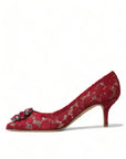 Dolce & Gabbana Radiant Red Lace Heels with Crystals