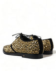 Dolce & Gabbana Elegant Gold Black Suede Derby Dress Shoes