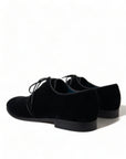Dolce & Gabbana Elegant Black Velvet Derby Dress Shoes