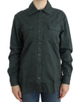 Cavalli Elegant Gray Cotton Button Down Shirt
