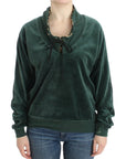 Cavalli Elegant Green Mock Sweater with Rhinestone Detail