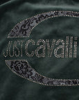 Cavalli Elegant Green Mock Sweater with Rhinestone Detail