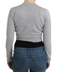 Cavalli Cropped Virgin Wool Cardigan in Chic Gray