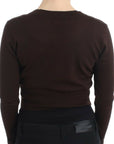 Cavalli Elegant Brown Virgin Wool Cropped Cardigan