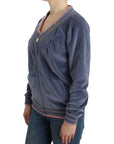 Cavalli Elegant Blue Zip Cardigan with Gold Details