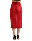 Dolce & Gabbana Chic Red High Waist Sheer Midi Skirt