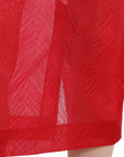 Dolce & Gabbana Chic Red High Waist Sheer Midi Skirt