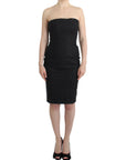 Cavalli Elegant Gray Strapless Dress with Gold Accents