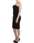 Cavalli Elegant Gray Strapless Dress with Gold Accents
