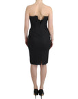 Cavalli Elegant Gray Strapless Dress with Gold Accents