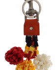 Dolce & Gabbana Chic Multicolor Raffia & Leather Keychain