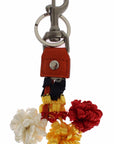 Dolce & Gabbana Chic Multicolor Raffia & Leather Keychain