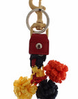 Dolce & Gabbana Chic Multicolor Raffia Leather Keychain