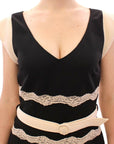 Cavalli Elegant Sheath Lace Dress in Black and Beige