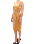 Dolce & Gabbana Elegant Bronze Silk Knee-Length Sheath Dress