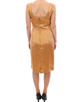 Dolce & Gabbana Elegant Bronze Silk Knee-Length Sheath Dress