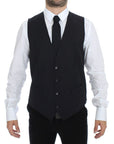 Dolce & Gabbana Elegant Gray Striped Dress Vest