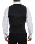 Dolce & Gabbana Chic Black Striped Wool Silk Dress Vest