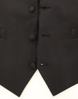Dolce & Gabbana Elegant Silk-Wool Black Dress Vest