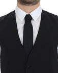 Dolce & Gabbana Elegant Silk-Wool Black Dress Vest