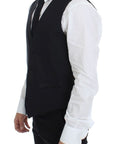 Dolce & Gabbana Elegant Silk-Wool Black Dress Vest