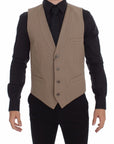Dolce & Gabbana Elegant Beige Cotton Dress Vest – Slim Fit
