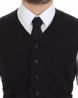 Dolce & Gabbana Elegant Black Cotton Blend Dress Vest
