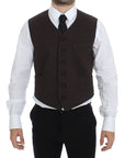 Dolce & Gabbana Elegant Brown Cotton Blend Dress Vest