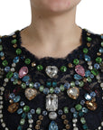 Dolce & Gabbana Crystal Embellished Navy Blue Flare Dress