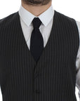 Dolce & Gabbana Elegant Gray Striped Wool Dress Vest