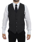 Dolce & Gabbana Elegant Gray Striped Wool Dress Vest