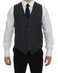 Dolce & Gabbana Elegant Black Striped Wool Dress Vest
