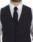 Dolce & Gabbana Elegant Gray Striped Dress Vest